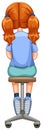 Back of little girl on stool illustration