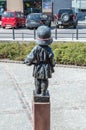 Back of Little Insurrectionist statue for commemorative of the child soldiers who fought and died during the Warsaw Uprising.