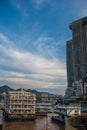 Cruising ship docked in Chongqing town