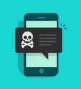 Back malware notification on mobile phone vector,, concept of spam data on cellphone, fraud error message, scam, virus Royalty Free Stock Photo