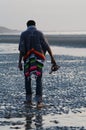 Back of a man walking on Mars Royalty Free Stock Photo