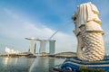 Back of Merlion and view of Marina bay