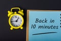 Back in 10 minutes notice on business workplace