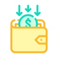 Back money in wallet color icon vector illustration