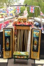 Back of a narrowboat with decorated doors