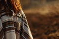 Back of native indian american woman walking in mountains in eve Royalty Free Stock Photo