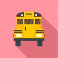 Back of old school bus icon, flat style Royalty Free Stock Photo