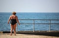 Overweight woman in swimsuit