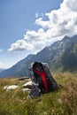 Back pack in the mountains