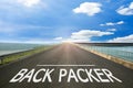 BACK PACKER - Road surface of begin to the trip. Royalty Free Stock Photo