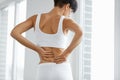 Back Pain. Closeup Of Woman Body With Pain In Back, Backache Royalty Free Stock Photo