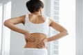 Back Pain. Closeup Of Woman Body With Pain In Back, Backache Royalty Free Stock Photo