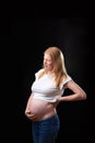 Back pain during pregnancy. back pain and contraction during pregnancy. Royalty Free Stock Photo