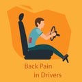 Back Pain in Drivers. Vector Illustration.