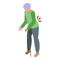 Back pain icon isometric vector. Old senior person