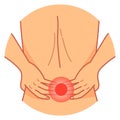 Back pain icon. Spine injury. Cartoon backache