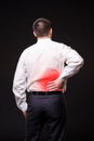 Back pain, kidney inflammation, ache in man`s body Royalty Free Stock Photo