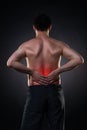 Back pain, kidney inflammation, ache in man`s body Royalty Free Stock Photo