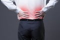 Back pain, kidney inflammation, ache in man`s body Royalty Free Stock Photo