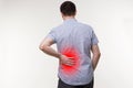 Back pain, kidney inflammation, man suffering from backache