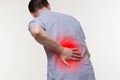 Back pain, kidney inflammation, man suffering from backache