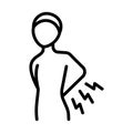 Back pain line icon. Backache linear style sign. Spine pain outline vector icon. Symbol, logo illustration Royalty Free Stock Photo