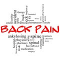 Back Pain Word Cloud Concept in black & red Royalty Free Stock Photo