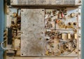 back of a panel of an old electronic equipment Royalty Free Stock Photo