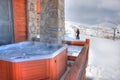 Back Patio a Hot Tub and skier Royalty Free Stock Photo