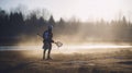 Back of person playing lacrosse Royalty Free Stock Photo