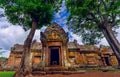 Back of Phanom Rung Historical Park is Castle Rock old architecture at Buriram Province ,famous attractions landmark , Thailand Royalty Free Stock Photo