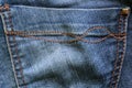 Back pocket of blue jeans detail Royalty Free Stock Photo