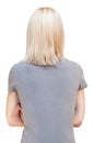 Back portrait of blonde woman