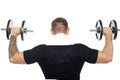 Back pose of male bodybuilder lifting weights Royalty Free Stock Photo
