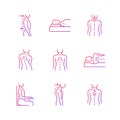 Back and posture problems gradient linear vector icons set Royalty Free Stock Photo