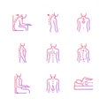 Back and posture problems gradient linear vector icons set Royalty Free Stock Photo