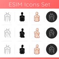 Back and posture problems icons set Royalty Free Stock Photo