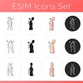 Back and posture problems icons set