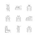 Back and posture problems linear icons set Royalty Free Stock Photo