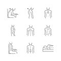 Back and posture problems linear icons set Royalty Free Stock Photo