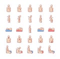 Back and posture problems RGB color icons set Royalty Free Stock Photo