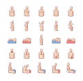 Back and posture problems RGB color icons set