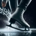 Back POV view ice skater shoe with water splash flowing out, power concept Royalty Free Stock Photo