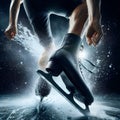 Back POV view ice skater shoe with water splash flowing out, power concept Royalty Free Stock Photo