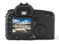 Back of professional digital photo camera Royalty Free Stock Photo