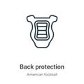 Back protection outline vector icon. Thin line black back protection icon, flat vector simple element illustration from editable Royalty Free Stock Photo