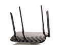 One router for distributing Wi-Fi, macro, isolated on a white background. Royalty Free Stock Photo