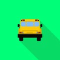 Back of school bus icon, flat style