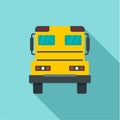 Back of school bus icon, flat style