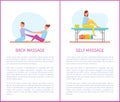 Back and Self Medical Massage Cartoon Posters Set